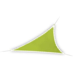 Perel Schaduwdoek met 107 leds, waterafstotend, 3.6 x 3.6 x 3.6 m, 160 g/m², IP44, zonne-energie, polyester, driehoek, limoengroen - groen Polyester GSST36MLEDSPGR