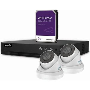 4 MP IP-VIDEOBEWAKINGSSET - 4-KANAALS NVR-RECORDER - 2 x WITTE IP DOME-CAMERA - 3 TB HD - KABELS (CCTVPROM22W)