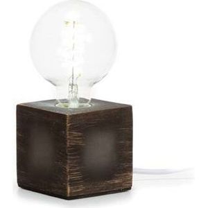 Lampvoet, kubus, kabel met schakelaar, E27, 60 W, IP20, cement, grijs, 90 mm x 90 mm