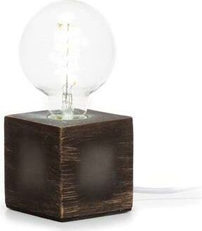 Lampvoet, kubus, kabel met schakelaar, E27, 60 W, IP20, cement, grijs, 90 mm x 90 mm