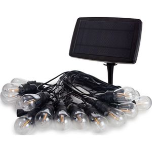Vellight Solar LED, lichtslinger, 15 m, 15 ledlampen, warmwit, zwarte kabel, voor binnen en buiten, modulator, zonne-energie