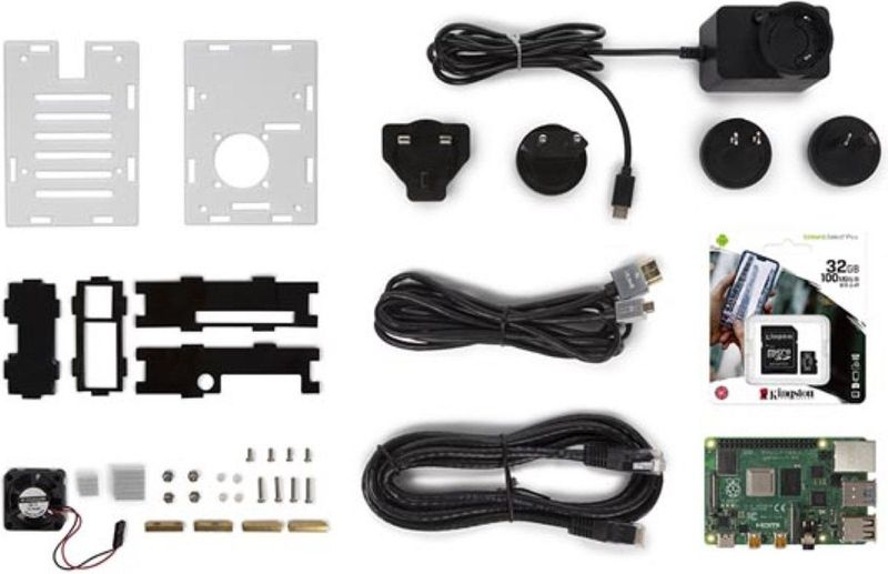 Raspberry Pi 4 Starterkit - Zwart - Inclusief Koelbehuizing - 32 GB microSD