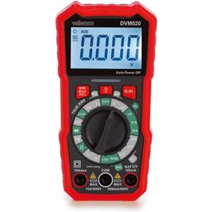 Velleman Digitale multimeter, datahold, geschikt voor het meten van AC/DC-stroom, AC/DC-spanning, weerstand, batterijspanning, continuïteit, temperatuur, inclusief meetsnoeren