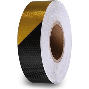 Perel Reflecterende tape 5 cm x 5 m, met honingraatpatroon voor extra zichtbaarheid, zwart/geel