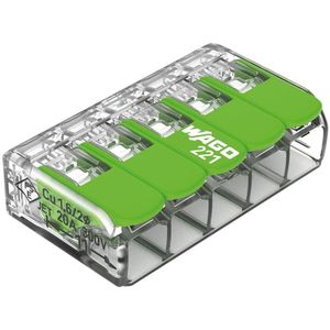 Compacte lasstekker 5 x 0,2 - 4 mm² voor alle draadtypes - groen (WG221425)