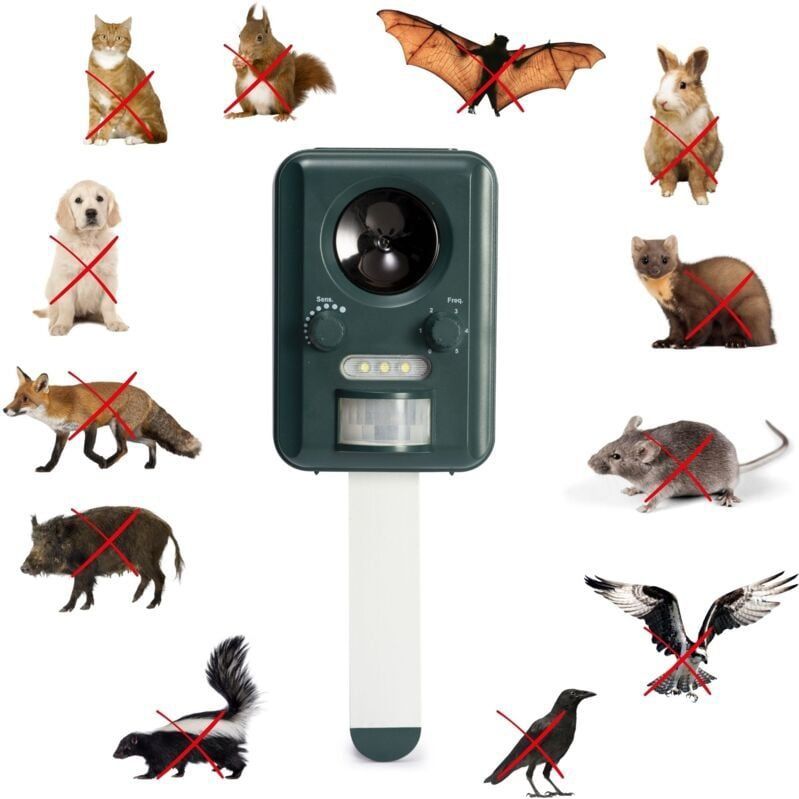 Kattenverjager | Perel | 65 m² (USB, Ultrasoon, Zonne-energie)