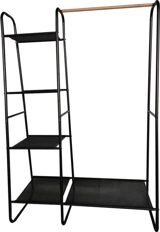 Perel - Kledingrek - Zwart - Metaal - 5 Schappen - Hangstang