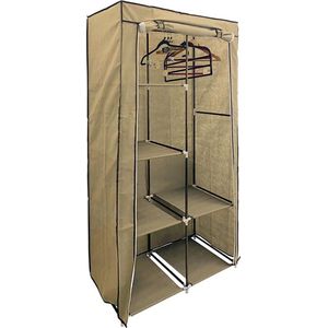 Perel - Opbergkast - Bruin/Zwart - Metalen Frame - Verwijderbare Kledingstang