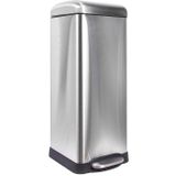 Perel - Pedaalemmer - Grijs Geborsteld Metaal - Inhoud 30 Liter - Vierkant