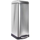 Perel - Pedaalemmer - Grijs Geborsteld Metaal - Inhoud 30 Liter - Vierkant