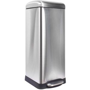 Perel - Pedaalemmer - Grijs Geborsteld Metaal - Inhoud 30 Liter - Vierkant