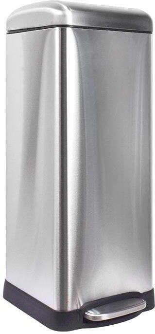 Perel - Pedaalemmer - Grijs Geborsteld Metaal - Inhoud 30 Liter - Vierkant