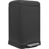 Perel - Metalen Pedaalemmer - Mat Zwart - 20 Liter - Vierkant