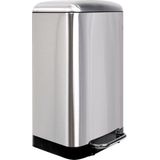 Perel - Metalen Pedaalemmer - Grijs Roestvrij Staal - Inhoud 30 Liter