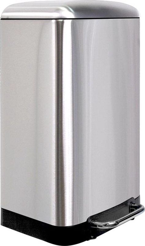 Perel - Metalen Pedaalemmer - Grijs Roestvrij Staal - Inhoud 30 Liter