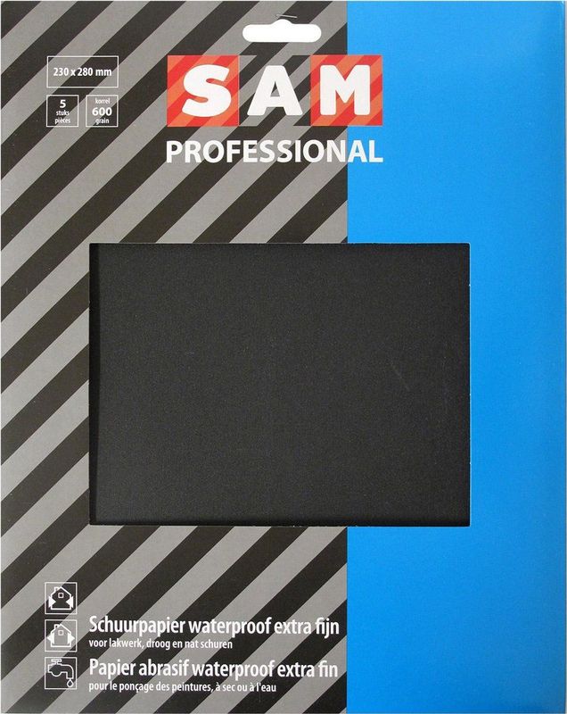 SAM - Professional - Schuurpapier Waterproof - Korrel 400 - 5 Stuks - 23x28cm