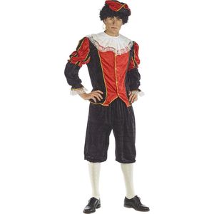 Piet verkleed kostuum 4-delig - zwart/rood - polyester - pietenpak voor volwassenen