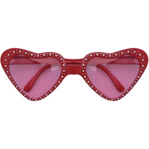 Faram Party - Zonnebril - Hippie Flower Power Sixties - hartjes glazen - rood