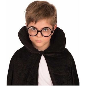 Carnaval verkleed bril - zwart - met ronde glazen - voor de Harry/Nerdy of Wally Look