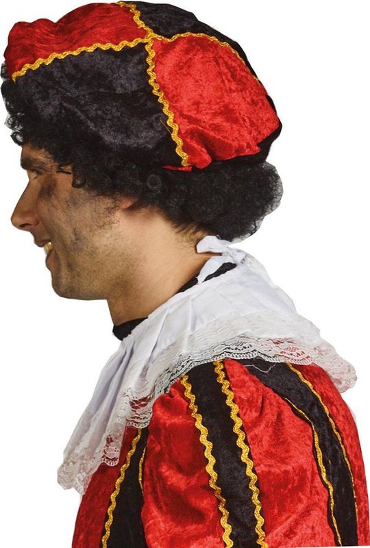 Pieten verkleed baret/muts/pet - rood/zwart - Piet accessoires voor volwassenen