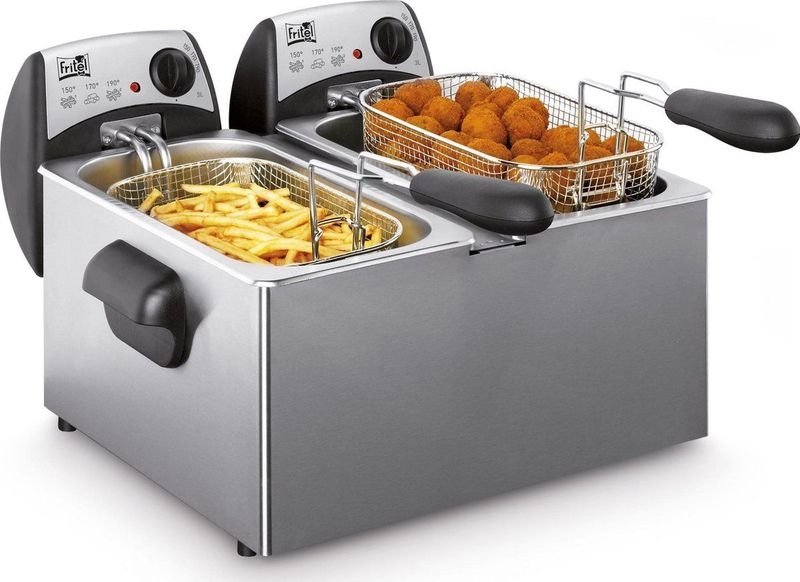 FRITEL Friteuse FR 1355 Duo - Dubbele Frituurtoestel / Frituurpan dubbel - 2 x 3L - 2 x 2200W - Antistofdeksel - 2 tot 8 Pers. - Enkel Olie