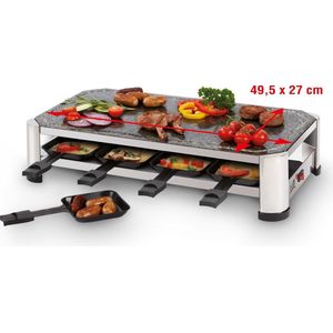 FRITEL Steengrill SG 2180 - Hotstone grill + Raclettefunctie - Grill / Teppanyaki plaat - 49,5x27cm - 2 tot 8 personen