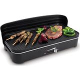 Fritel BBQ 2246 - Elektrische barbecue en tafelgrill - grilloppervlak 50x25 cm + 2200W + onderstel - zwart