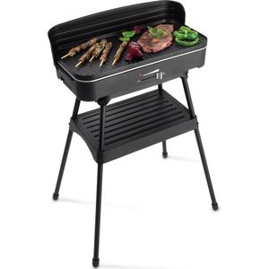 Fritel BBQ 2246 - Elektrische barbecue en tafelgrill - grilloppervlak 50x25 cm + 2200W + onderstel - zwart