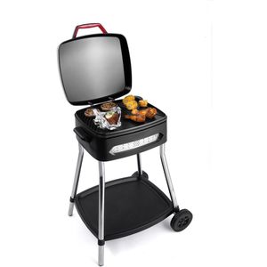 Fritel BBQ 3278 - Elektrische Barbecue en Tafelgrill - Grilloppervlak 40x36cm + Onderstel + Deksel + Wielen - Zwart