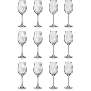 F2D Optic Luxe Wijnglas - Elegante Kristalglas Glazen - 35 cl - Set van 12 - Ideaal voor Rode & Witte Wijn