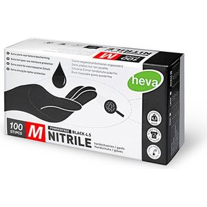 Heva Nitril Wegwerp Handschoenen Ongepoederd - M - 100 Stuks - Zwart