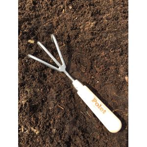 Handcultivator 3 tanden kort Polet Traditional handgesmeed - Hark Tuinfrees