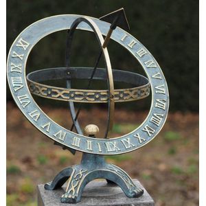 Tuinbeeld - bronzen beeld - Zonnewijzer 42 cm. Draaiende ring - Bronzartes - 42 cm hoog