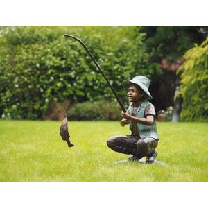 Tuinbeeld - bronzen beeld - Visser - 115 cm hoog