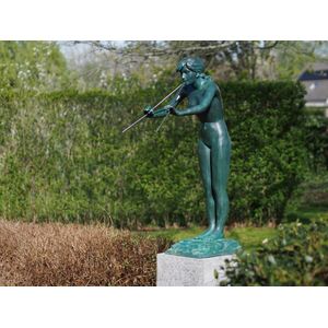 Tuinbeeld - brons - Vrouw met fluit - Bronzen beeld - 35 cm hoog - bronzartes