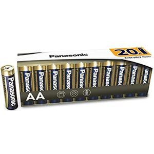 Panasonic EVERYDAY POWER alkalinebatterij, AA mignon LR6, in kunststofvrije verpakking van 20, voor betrouwbare energie, basische batterij