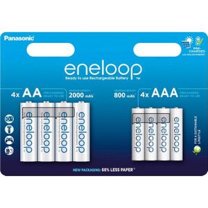 Panasonic eneloop oplaadbare batterijen - 4x AA 2000 mAh + 4x AAA mAh