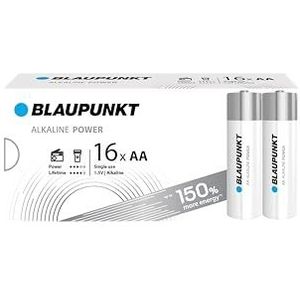 BLAUPUNKT AA alkalinebatterijen, verpakking van 16, voor wandklokken en tv-afstandsbedieningen, LR6BPO/16CP