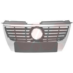 Volkswagen Passat, 2005 - 2010 - grille, zwart/ chrome, voor embleem van 130 mm