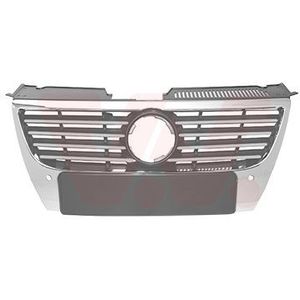 Volkswagen Passat, 2005 - 2010 - grille, PDC, met chromelijsten, voor embleem van 150 mm