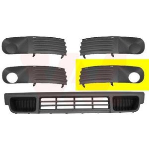 Volkswagen Transporter T5, 2003 - 2009 - voorbumper grille, Transporter, met mistlampgat, links