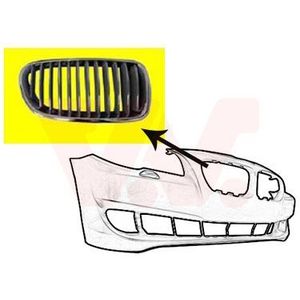 VanWezel 0617512 - Grille Calandre - Zwart - Voor Bmw 5 F10/F11 - 03/2010 tot 2017