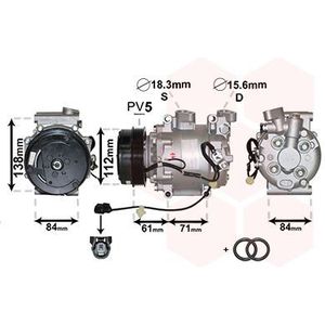 Honda - Airconditioning Compressor - IR 2500K275 - Voor Type Sanden - 12 Volt
