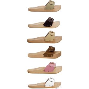 Lanaform - Dynastatic Sandal - Klompen Dames - Cream - Houten - Orthopedische Slippers