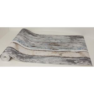 Sloophout - Vliesbehang - Blauw/Grijs - 10 Meter - 53 cm