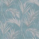 DUTCH WALLCOVERINGS Behang Palm Springs blauw en grijs