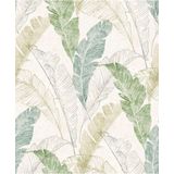 DUTCH-WALLCOVERINGS-Behang-Tropical-Leaf-grijs-en-groen