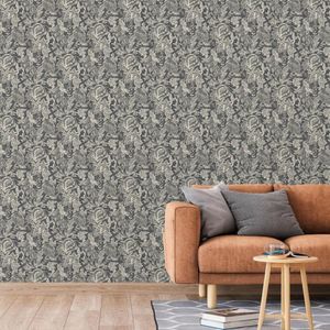 DUTCH-WALLCOVERINGS-Behang-Mae-zwart-en-beige