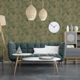 DUTCH WALLCOVERINGS Behang Joelle groen en goudkleurig