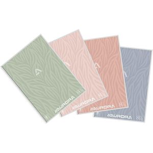 Schrift Aurora A4 Lijn 120blz 80gr Spiraal Assorti